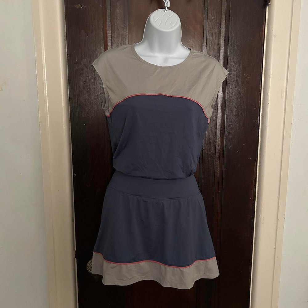 LIJA Tennis Set with Tank and Skort in Blue/Gray Size M/L